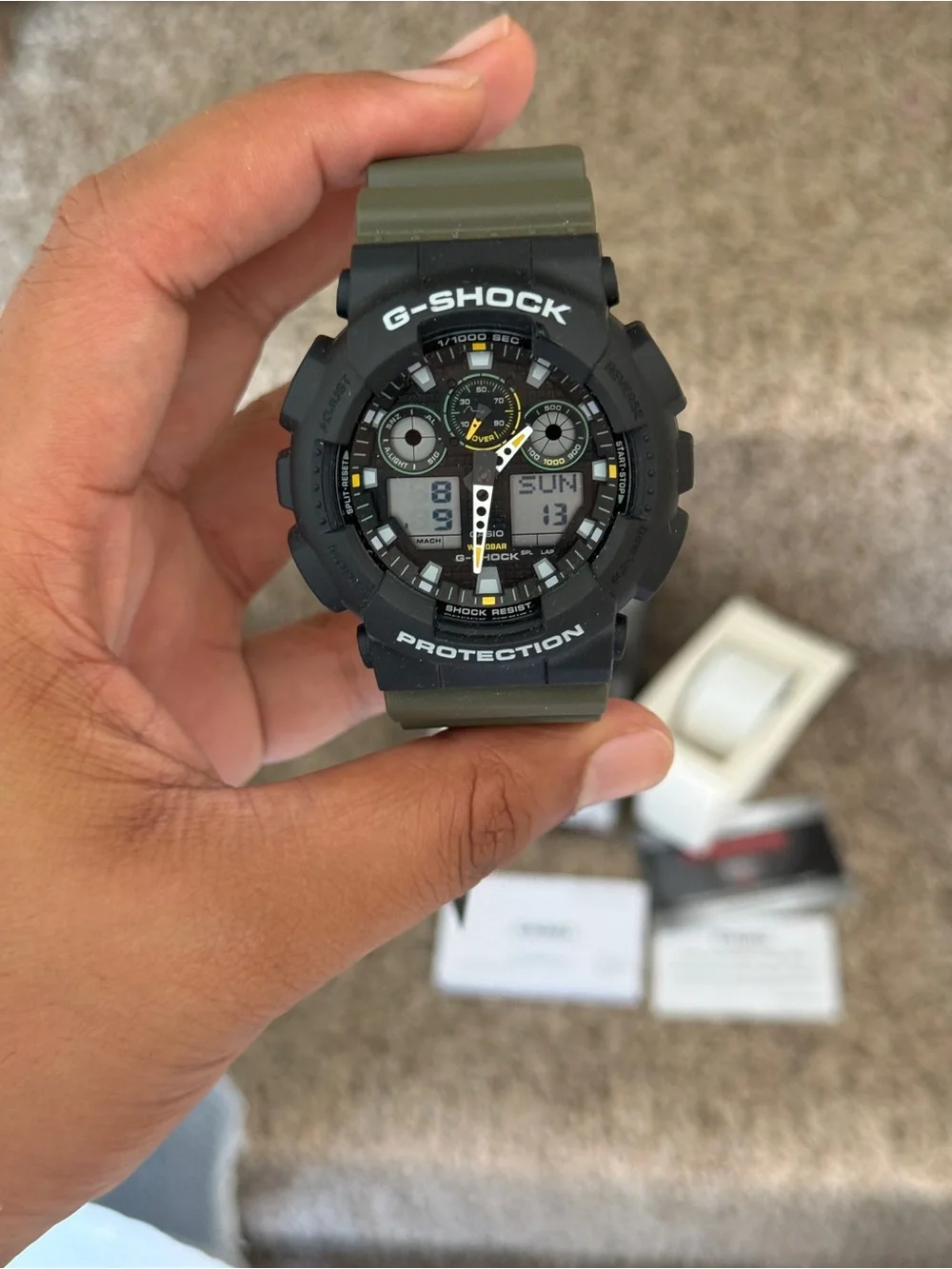 G-Shock Men's Casio Black & Olive Analog Digital Watch